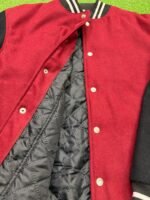 Red and black varsity jacket quilted inner lining