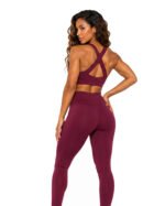 Wine Burgundy Women's Activewear set – Sports Bra & High-Waisted Leggings - Image 3