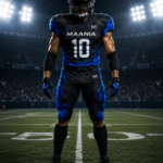 custom black blue american football uniform