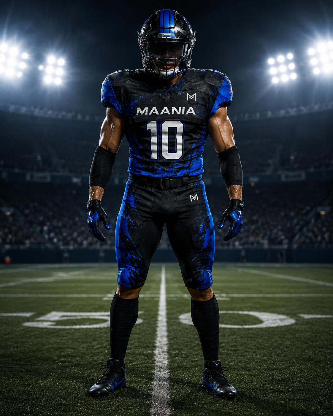 Blue American Football Uniform custom black blue american football uniform