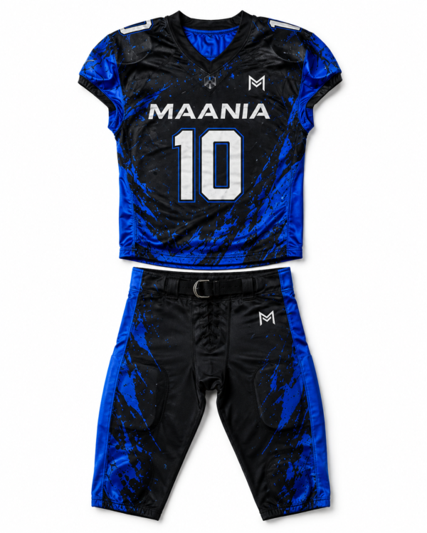 custom black blue american football uniform