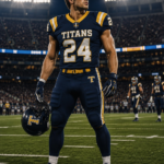 Custom American football uniform worn by male player