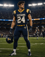 Custom American football uniform worn by male player