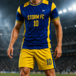 blue yellow soccer uniform