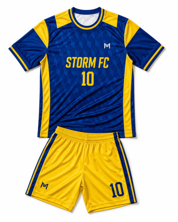 blue yellow soccer uniform