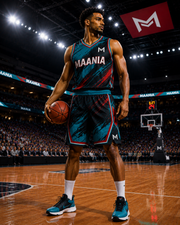 Custom Sublimated Basketball Uniform black teal red