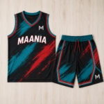 Custom Sublimated Basketball Uniform Black Teal Red