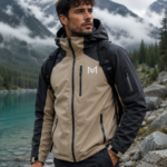 Beige Black Softshell Outdoor Jacket