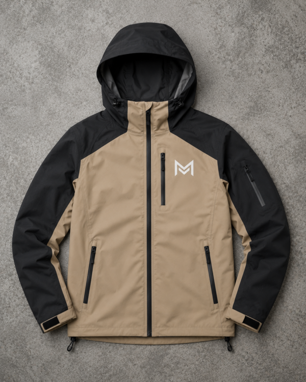 Beige Black Softshell Outdoor Jacket