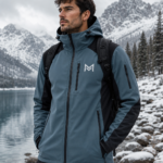 Teal Blue Black Softshell Outdoor Jacket