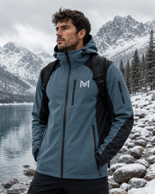 Teal Blue Black Softshell Outdoor Jacket