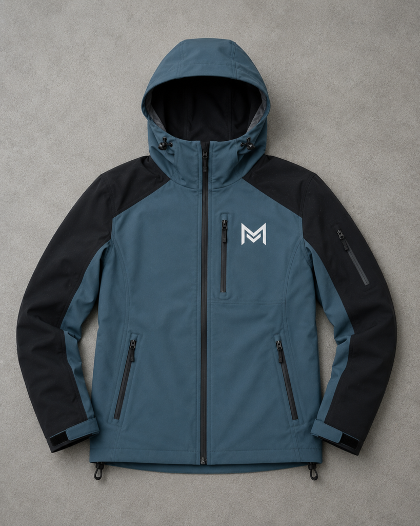 Teal Blue Black Softshell Outdoor Jacket