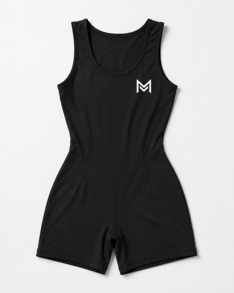 black racerback bodysuit romper
