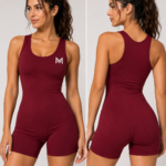 maroon racerback bodysuit romper