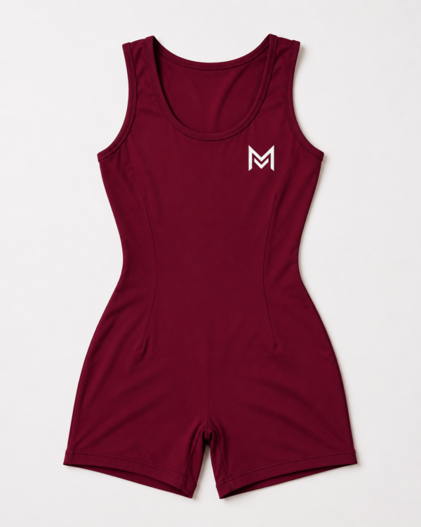 maroon racerback bodysuit romper