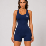 navy blue racerback bodysuit romper