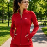 women's red athletic jacket