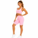 Blush Pink Women's Activewear Set – Sports Bra & Short - Image 4