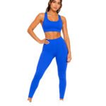 blue leggings bra set