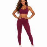 Wine Burgundy Women's Activewear set – Sports Bra & High-Waisted Leggings