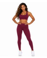 Wine Burgundy Women's Activewear set – Sports Bra & High-Waisted Leggings