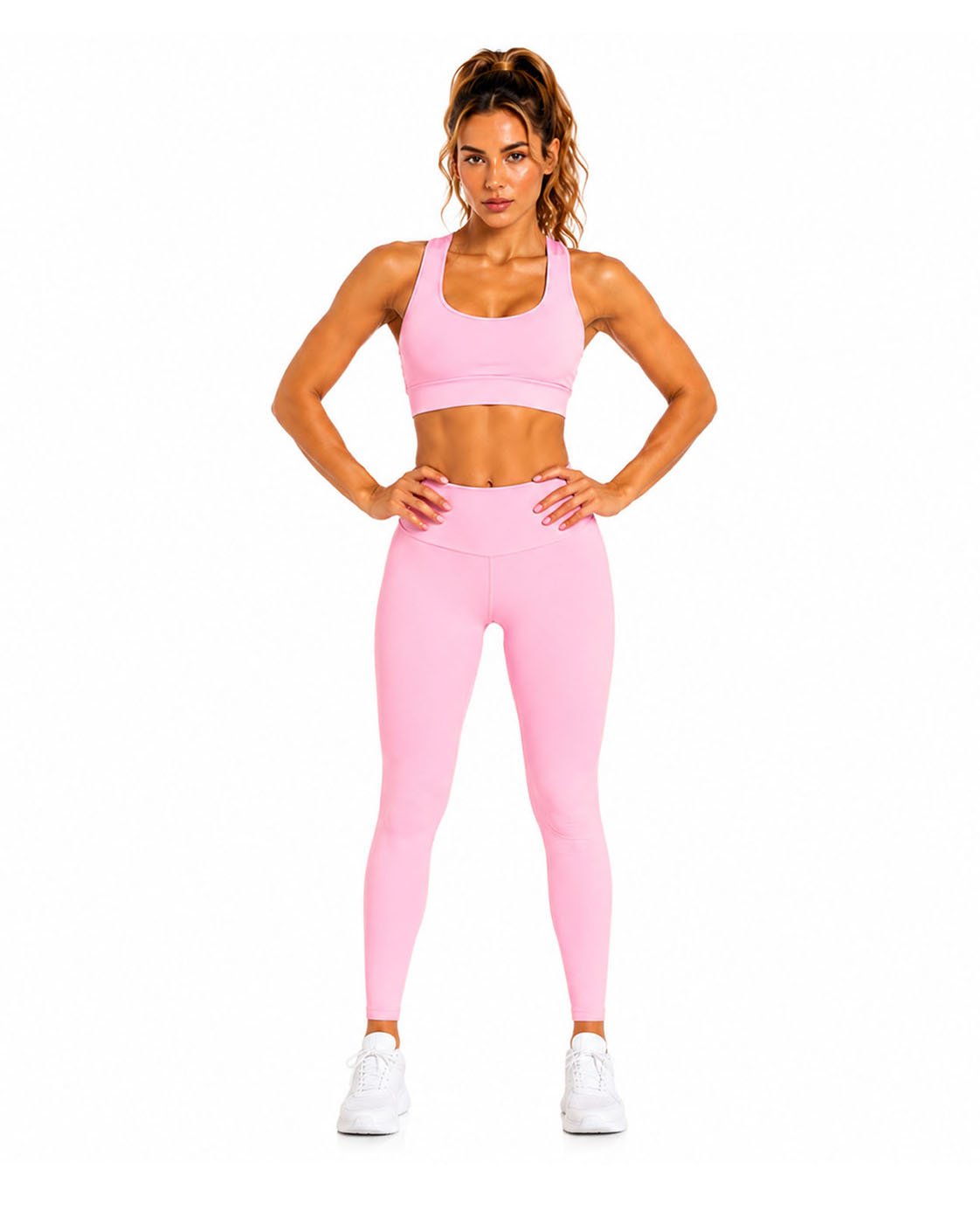 Blush Pink Women's Activewear Set Blush Pink Women's Activewear Set – Sports Bra & High-Waisted Leggings - Image 1