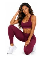 Wine Burgundy Women's Activewear set – Sports Bra & High-Waisted Leggings - Image 6
