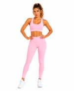 Blush Pink Women's Activewear Set – Sports Bra & High-Waisted Leggings - Image 3