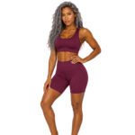 Wine Burgundy Women's Activewear set – Sports Bra & Short - Image 4