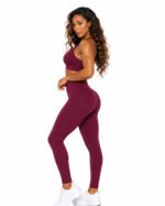Wine Burgundy Women's Activewear set – Sports Bra & High-Waisted Leggings - Image 4