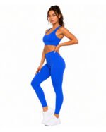 Women's Blue Activewear Set – Sports Bra & High-Waisted Leggings - Image 4