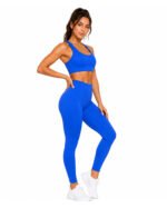 Women's Blue Activewear Set – Sports Bra & High-Waisted Leggings - Image 3