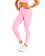 Women's Blush Pink Leggings – High-Waisted Leggings - Activewear - Image 2