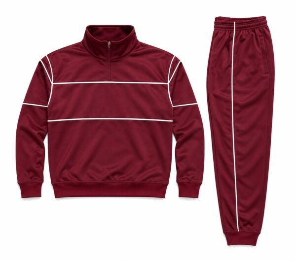 Women's burgundy two piece tracksuit set