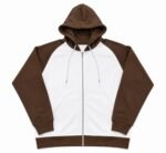 Men's Chocolate Brown & White Color Block Hoodie Tracksuit - Image 2
