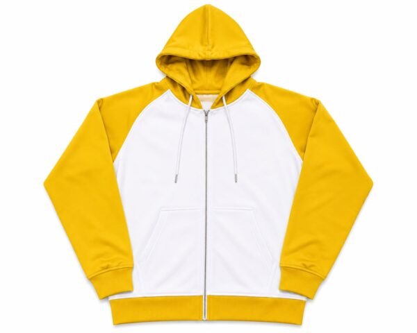 men's mustard yellow and white color block hoodie