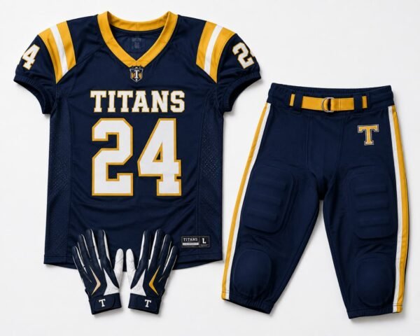 Custom American football uniform worn by male player