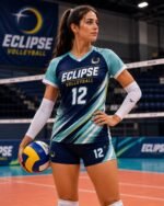 Female player wearing custom volleyball uniform