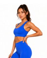 Women's Blue Sports Bra – Activewear Workout Top - Image 3