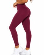 Wine Burgundy Women's Leggings- High-Waisted Leggings – Activewear - Image 3