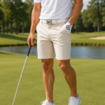 men’s cream golf shorts