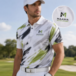 men's printed golf polo shirt