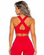 Women's Red Sports Bra – Activewear Workout Top - Image 2