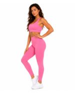 Women's Pink Activewear Set – Sports Bra & High-Waisted Leggings - Image 3