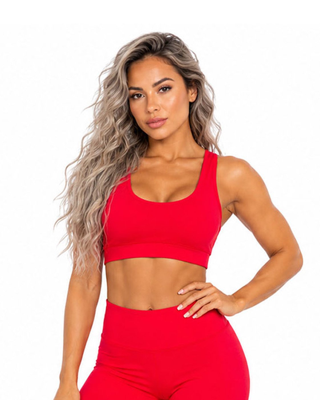 vdgfrdg Women's Red Sports Bra – Activewear Workout Top - Image 1