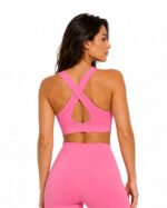 Women's Pink Sports Bra – Activewear Workout Top - Image 4